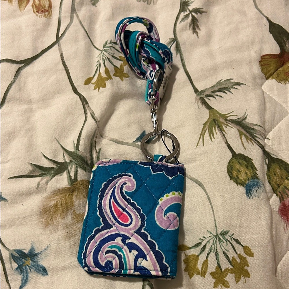 Vera Bradley Teal and Pink Paisley Keychain Holder